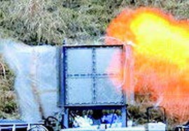 Capture system for explosion products (Left:Success, Right:Failure).