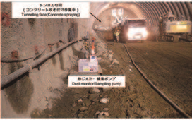 Measurements of the dust concentration at a tunnel construction site.