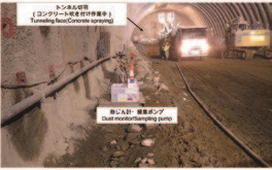 トンネル掘削現場における粉じん測定
